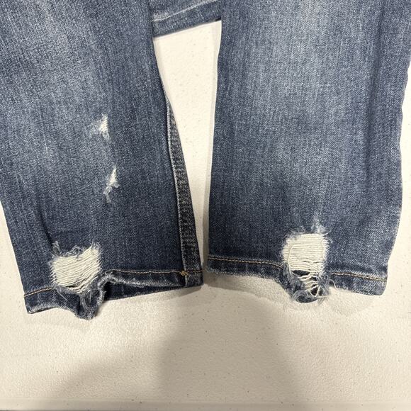 KanCan Women's Distressed Mid Rise Skinny Jeans Size 26 Denim Raw Hem Destroyed - Picture 14 of 15